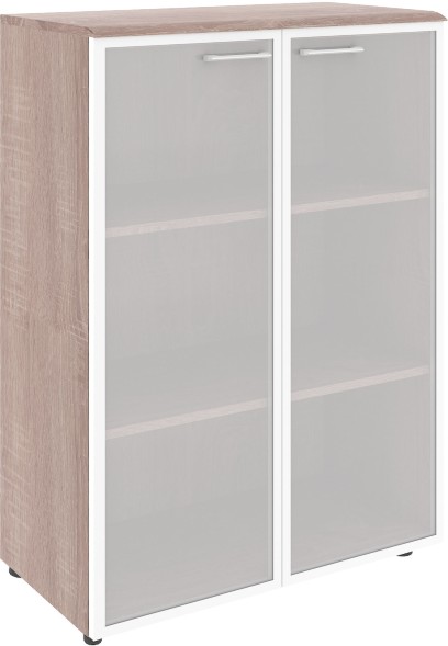 Шкаф со стеклянными дверьми в алюминевой рамке с топом WMC 85.7 Дуб Сонома 856х432х1184 WAVE	